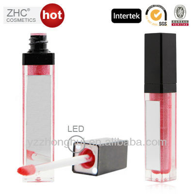 CC35589 Make your own logo high quality led lip gloss with mirror and light